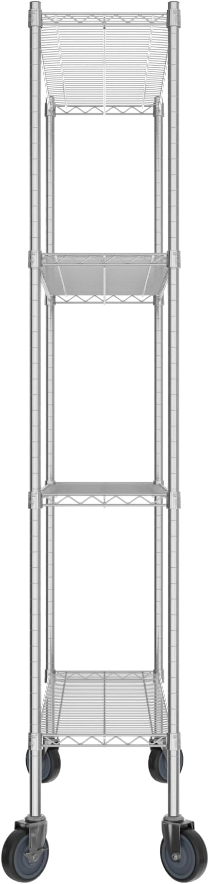 Commercial NSF Listed Chrome Mobile Wire Shelving Kit 14 x 42 x 80 with 4 Shelves Perfect for Warehouse Walk-in Refrigerator Freezer Grocery Store Restaurant Dishroom