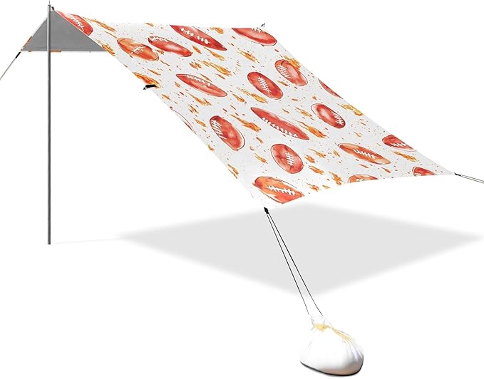 Pattern Rugby Fire Red Pattern Camping Sun Shelter Beach Tent Portable Beach Sun Shade Outdoor Canopy for Camping Trips Fishing Picnic