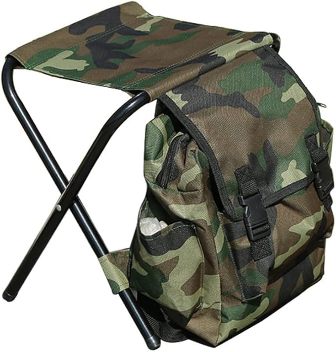 HXBER 2 in 1 Folding Chair Portable Backpack Stool Collapsible Camping Fishing Chair 12.6x11.0x13.4in Large ty for Outdoor Camping Picnic Hiking Fishing Travel Camouflage