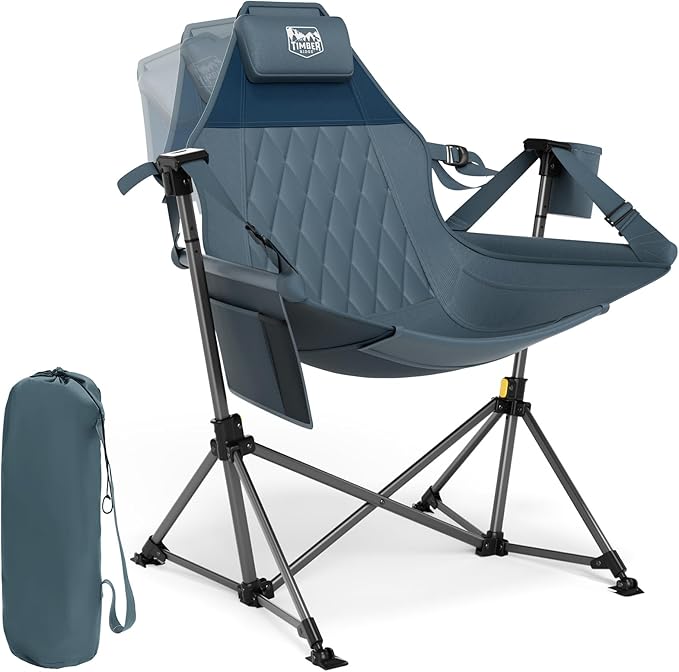 TIMBER RIDGE Hammock Camping Chair Oversized Swinging Hammock Chair with Adjustable Back and Seat for Outdoor Lawn Sports Supports 400lbs Blue