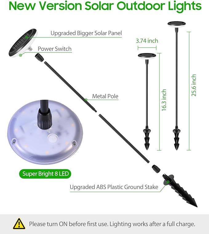LETMY Solar Pathway Lights Outdoor 8 Pack Durable Metal Solar Path Lights Auto On/Off Garden Lights Solar Powered IP65 Waterproof Solar Lights Outdoor for Landscape Path Garden Patio Driveway