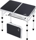 Sportneer Camping Table: Adjustable Height Small Folding Table 23.6 L x 15.7 W 4 Height with Mesh Layer - Compact &amp Portable Camping Essentials for Outdoor Camp Garden Picnic BBQ Dining Cooking