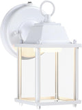 LIT-PaTH Small Outdoor LED Wall Lantern with Dusk to Dawn Photocell 3000K Warm White 9.5W 800 Lumen Aluminum Housing Plus Glass Outdoor Rated 1-Pack White