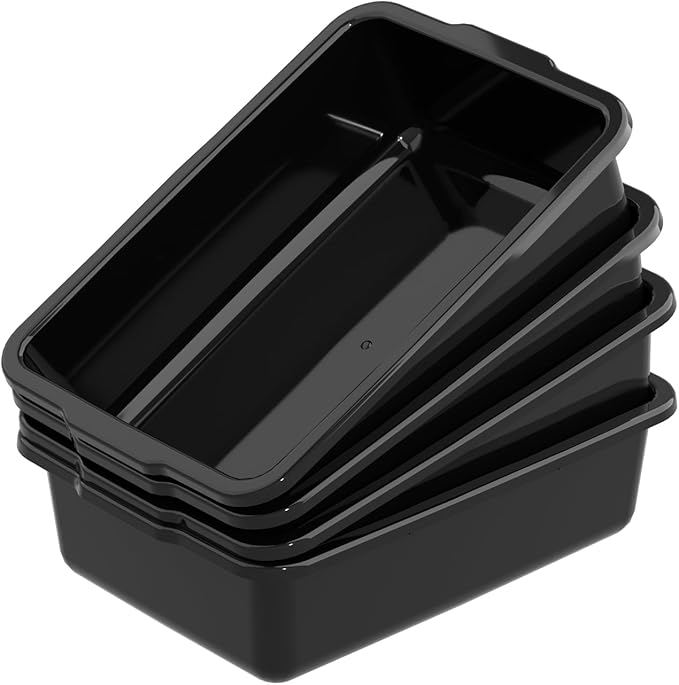 35 L Commercial Bus Tubs Box/Tote Box Plastic Utility Basin Tub Black 4-Pack