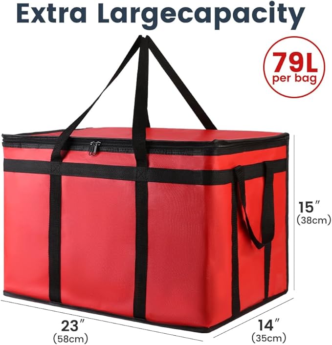 Cooler Insulated Food Delivery Bag &amp Drink Carrier with Hard Bottom XXX-Large Grocery Catering Travel Thermal Frozen Carrier Pizza Bags for Commercial Delivery Cold Warmer Accessories