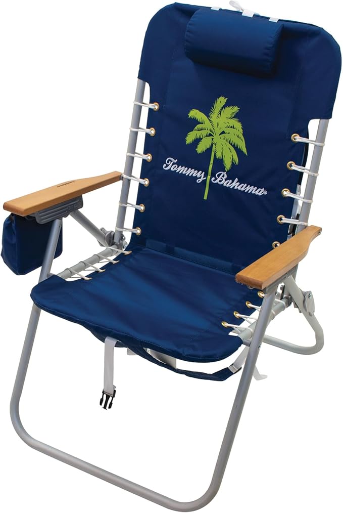 Tommy Bahama Hi-Boy 17 Seat Height 4-Position Lace-Up Suspension Folding Beach Backpack Chair