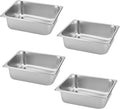 4 Pack 1/2 Hotel Pans 4 Inch Deep Steam Table Pan Half Size 201 Stainless Steel Restaurant Pan Anti Jam Steam for Buffet Event Catering Supplie