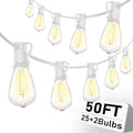 50FT LED Outdoor String Lights with 27 Shatterproof ST35 Bulbs Connectable Outdoor Patio Lights for Wedding Porch Balcony Decor White Wire