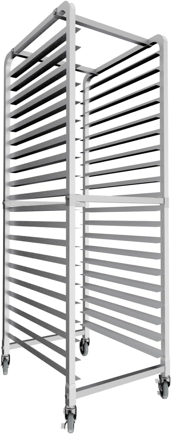 CURTA 20-Tier Heavy Duty Bun Pan Bakery Rack with 5 Wheels NSF Certified Heavy Duty 26 D x 20 W x 69 H Storage for Half &amp Full Sheets