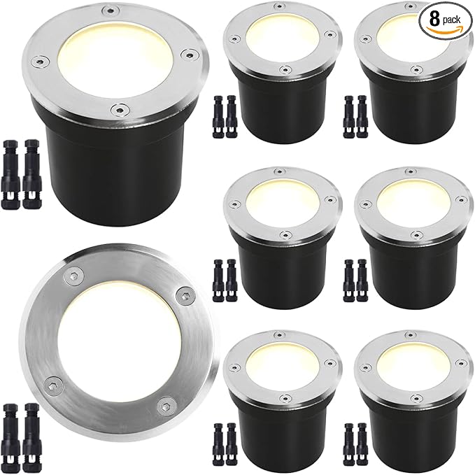 EAGLOD LED Low Voltage Landscape Lights - 10W In-Ground Lights 12V/24V Landscape Lighting with Waterproof IP67 Rating (8 Pack 2700k)