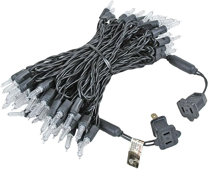 Novelty Lights Vintage Style T5 Warm White LED Christmas Lights 35 Feet Black Wire String of 70 Mini Bulbs UL Listed Indoor/Outdoor Tree Lighting