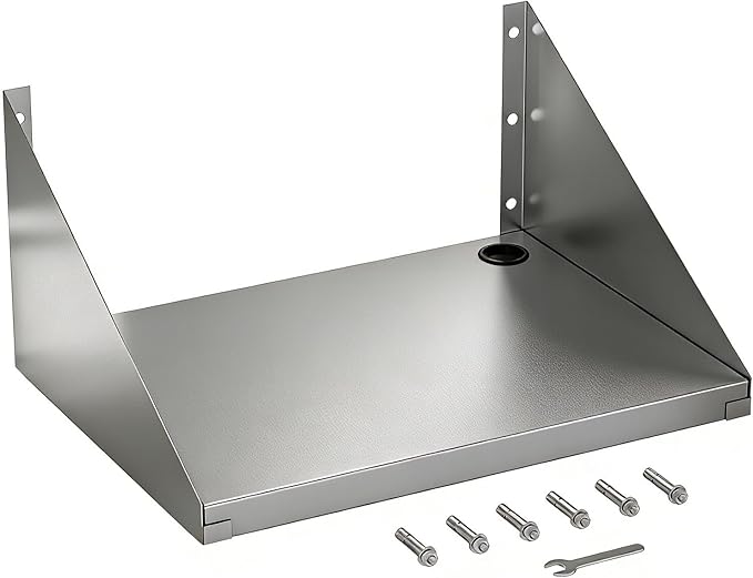 Stainless Steel Microwave Shelf Wall Mount 18x24 200 lb Heavy Duty Metal Appliance Floating Shelves Commercial Microwave Oven Rack for Kitchen Restaurant and Hotel