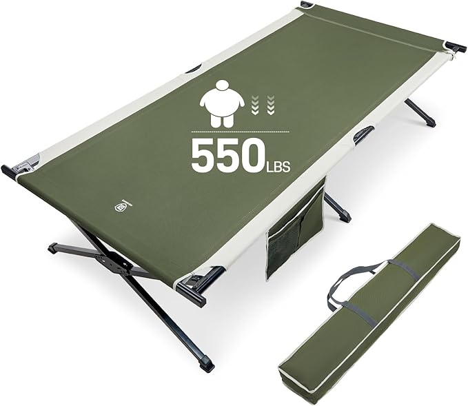 EVER ADVANCED Extra Wide Camping Cot for Adults Oversized XXL Sleeping Cots Folding Cot Bed with Carry Bag 84.3 L x 41.9 W Support to 550 lbs