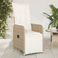 Beige Reclining Garden Chair Set 2-Piece Outdoor Lounge Seating for Patio Backyard Balcony