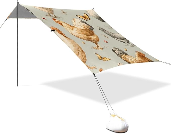 Beach Tent Sun Shelter Chicken Butterfly Lightweight &amp Easy Setup Beach Shade Canopy for Camping Fishing