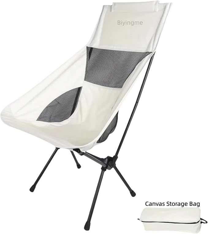 Folding Lawn 3.4lbs Portable Chair Heavy Duty Camping Chair for Adults Compact Outdoor Folding Seat White