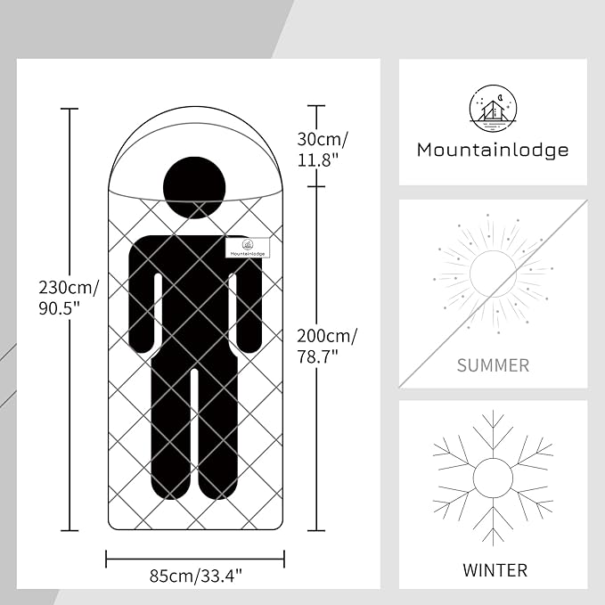 Mountainlodge 100% Cotton Shell and Lining Sleeping Bag for Adult Cold Weather with Compression Bag&ampCarry Bag for CampingTravel and Car Camping