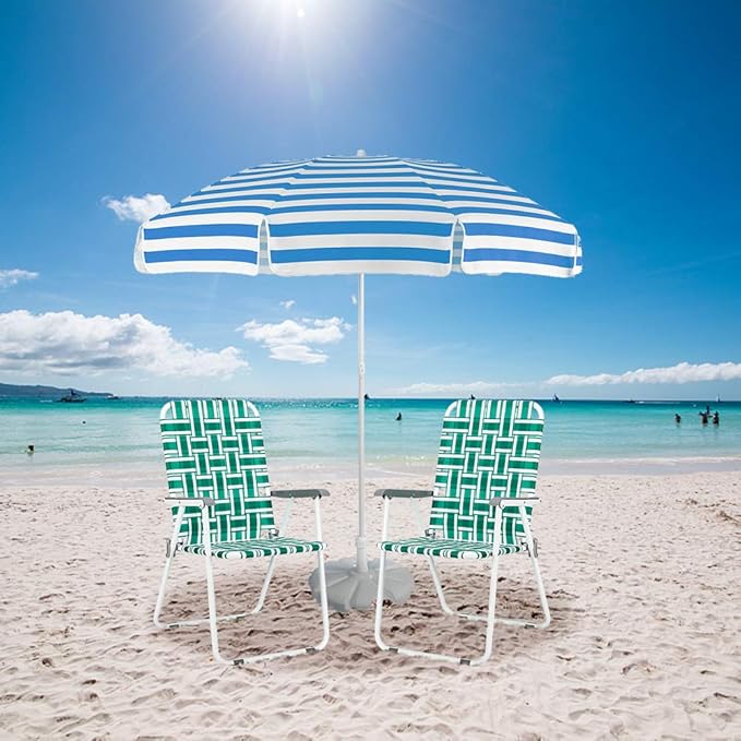 VINGLI Patio Lawn Webbed Folding Chairs Set of 2 Outdoor Beach Chair Portable Dining Chair for Yard Garden (Green Classic)