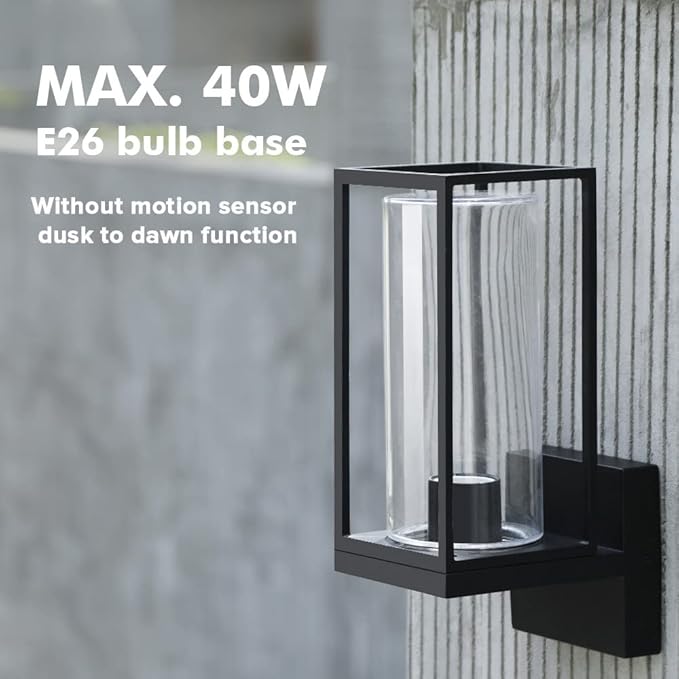 LUTEC Flair 5288801012 Outdoor LED Wall Sconce Matte Black Porch Light Fixtures Outdoor Coach Light with Clear Glass Shade Exterior Light Fixtures Wall Mount