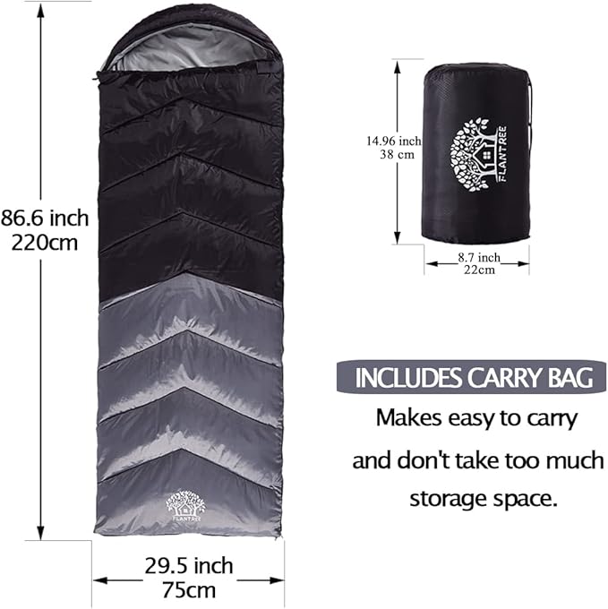 Sleeping Bag 4 Seasons Adults &amp Kids for Camping Hiking Trips Warm Cool WeatherLightweight and Waterproof with Compression BagIndoors Outdoors Activities