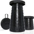 Upgraded Foldable Thickened Collapsible Stool Portable Folding Seat Adjustable Height Retractable Suitable for Fishing Hiking Camping BBQ Party Outdoor (Black)