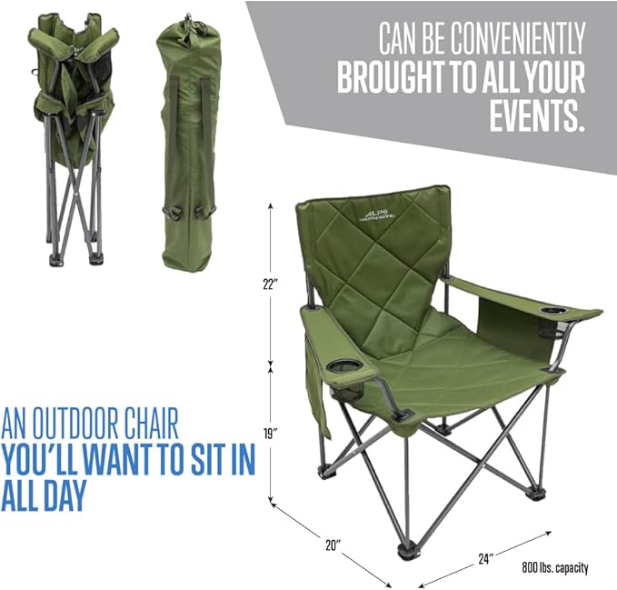 ALPS Mountaineering King Kong Camping Chairs for Adults with Mesh Cup Holders and Pockets Built Durable and Reliable with Compact Foldable Steel Frame