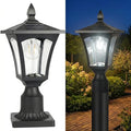 Outdoor Solar Lamp Post Light with Glass Shade &amp Pier Mount Base IP45 Waterproof Dusk to Dawn Solar Post Lantern Cool White for Driveway Path Garage Gate &amp Security Lighting