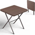 Folding Table 27 Inch Square Folding Table No Assembly Portable Camping Picnic Table Heavy Duty Steel Frame Outdoor Coffee Table Patio Card Table for Small Spaces RV Parties 400 LBS Capacity
