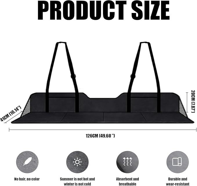 Car Mattress Flannel 4-Fold Non Inflatable Car Sleeping Bed Backseat with Storage Bag Portable Soft 50x16 in Back Seat Extender for Truck Fishing Camping Beach (Black) Sports