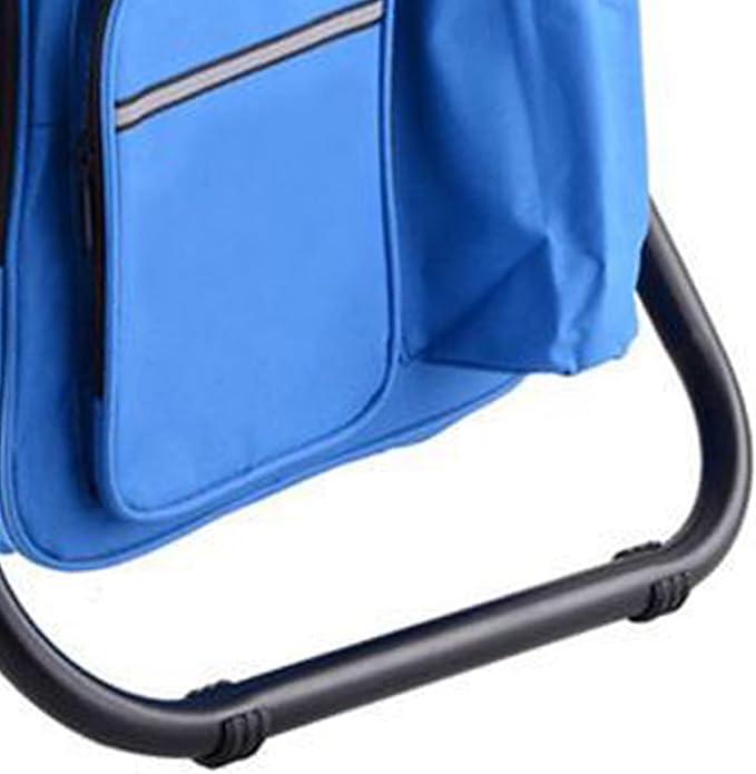 Folding Camping Chair Stool Backpack with Cooler Insulated Picnic Bag Backpack Cooler Chair Foldable Camping Fishing Stool for Travel Beach Hiking Picnic ﻿ (Blue)