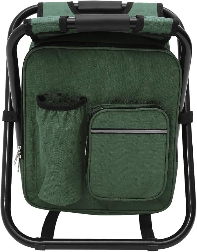 Backpack Chair for Adults Portable Camping Hunting Fishing Backpack and Seat Combo Foldable Chair Bag with Cooler Bag Waterproof Fishing Stool Collapsible Chair Storage Bag with Portable Belt