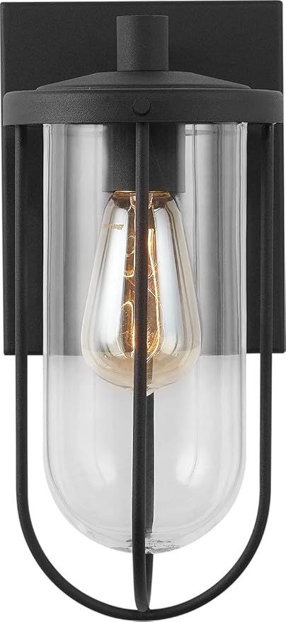 Capital Lighting 934211BK Corbin Clear Glass Outdoor Wall Sconce 1-Light 100 Watt 12 H x 6 W Black