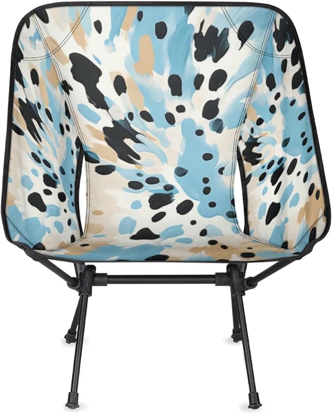 Portable Camping Chair Blue Black Print Ultralight Folding Camping Chair Backpacking Hiking Chair with Cup Holder for Outdoor Travel Beach Picnic Festival Compact Portable 176 lbs Capacity