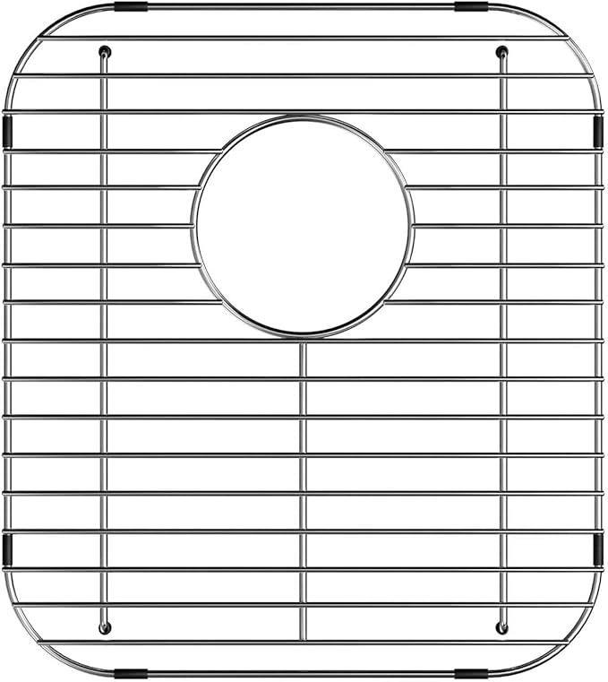 Sink Bottom Grid Kitchen Universal Sink Grate 304 Stainless Steel Sink Rack Protector with Rear Drain 13.2 X 11.6