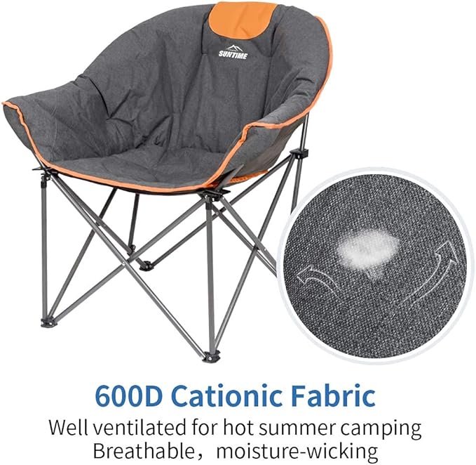 Suntime Sofa Chair Oversize Padded Moon Leisure Portable Stable Comfortable Folding Chair for Camping Hiking Carry Bag(2 Pack)