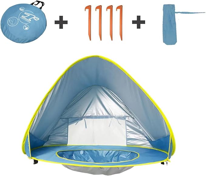 PandaEar Baby Beach Tent with Pool Pop Up Sun Shelter for Infant Toddlers Portable UV Protection Shade with Carry Bag for Outdoor Travel Camping