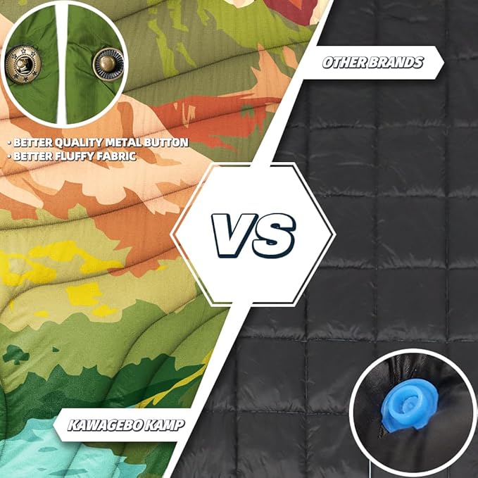 Outdoor Camping Blanket with Sherpa Lining Extra Warm Thick Camp Blankets and Puffy Ultralight Soft Poncho DWR Camping Quilt for Cold Weather Adventure Sleeping Backpacking 78x 56