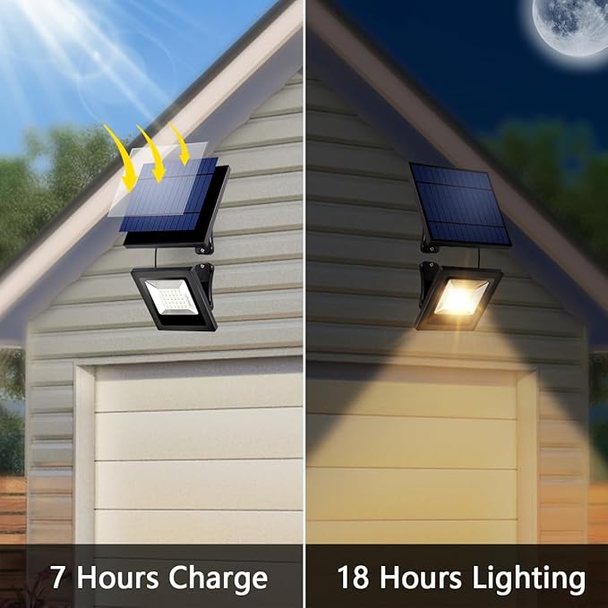 Solar Lights Outdoor Dusk to Dawn 4400mAh Solar Flood Lights Waterproof LED 3000K Spot Light for Yard Street Porch Outside Landscape Lighting Warm White