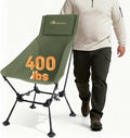 MOON LENCE Oversized High Back Camping Chair for Adults Height Adjustable Folding Chair with 400 lbs Capacity Hidden Pillow Pocket and Wide Seat for Camping Base Camp Fishing Overlanding Green
