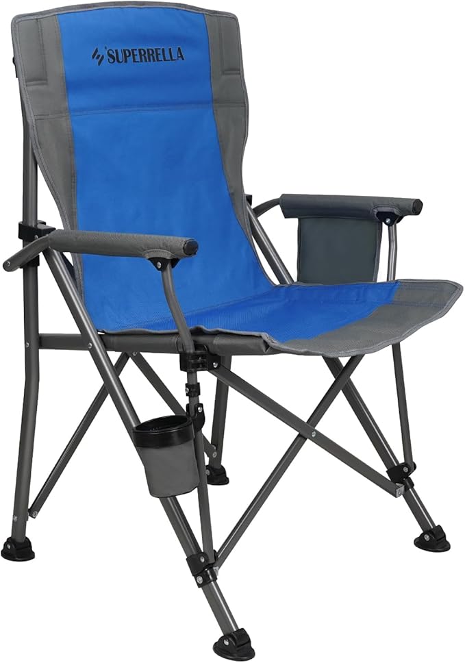 Camping Chair Folding Portable Lawn Chair Comfortable Hard Arm Sturdy for Family Camp Outdoor Sports Beach Travel Blue Supports 300 lbs