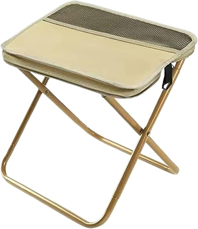 Foldable Backpack Stool Portable Small Mazar Satchel Pen Bag Camping Lightweight Outdoor Folding ChairCompatible For Fishing Travel(Beige L)