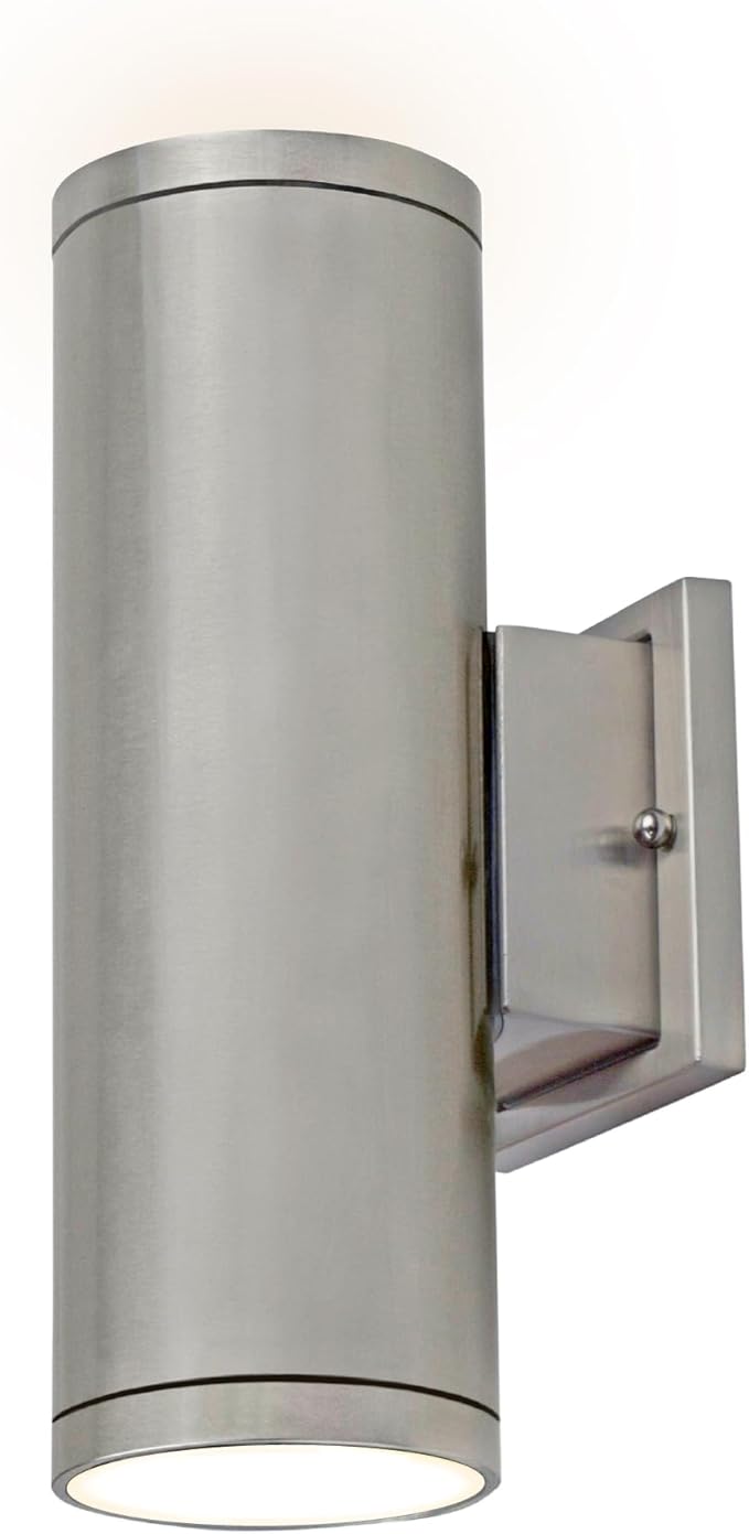 Ultralux 12 Inch Modern LED Up and Down Wall Light Outdoor Wall Sconce Front Door Light Fixture 2000 Lumen Outdoor Sconce 30 Watt Outside Lights For House 3000K Brushed Nickel Exterior Light Fixture