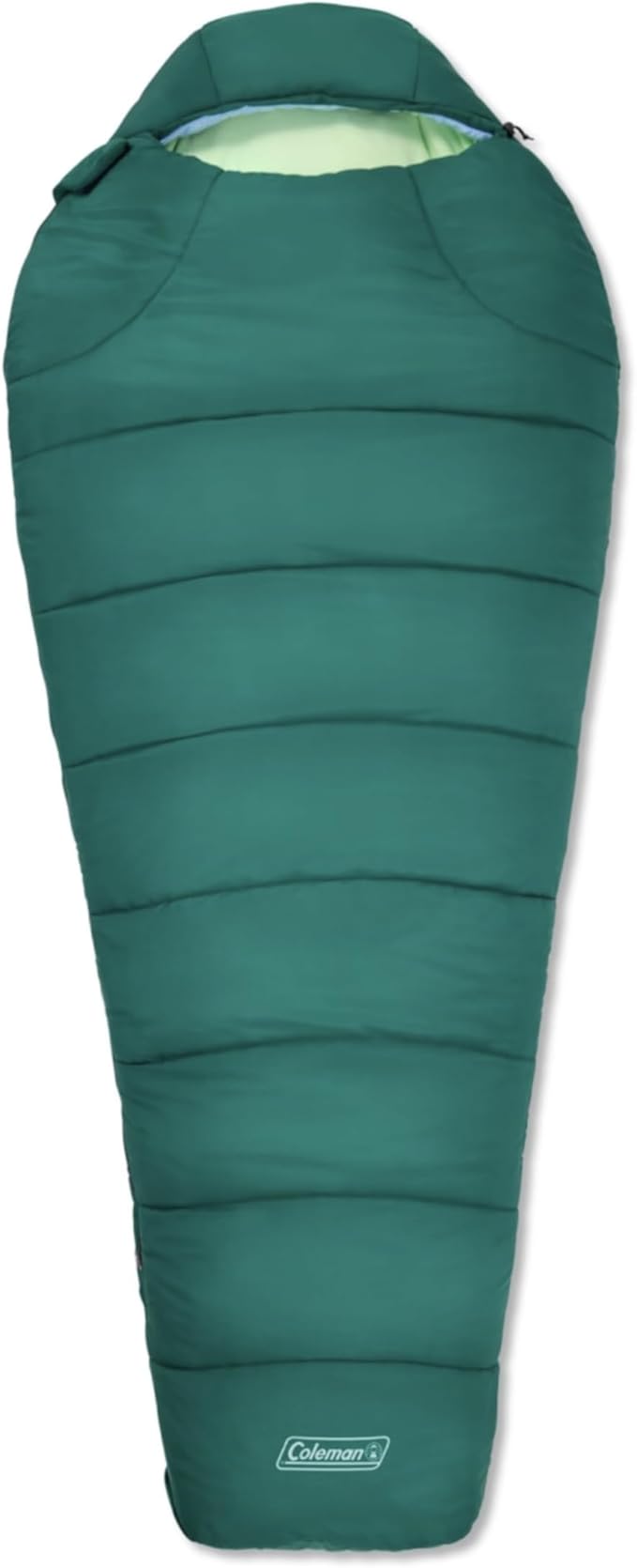 Coleman Cozy 30°F Sleeping Bag with Integrated Removable Fleece Liner Built in Stuff Stack for Easy Storage Easy Zip Easy Clean Green