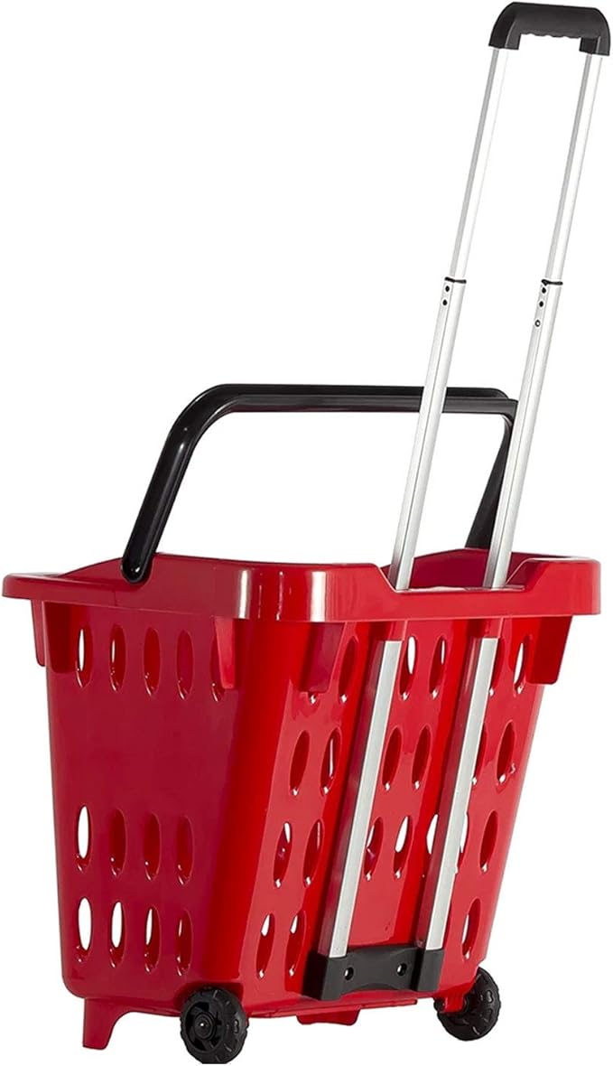 dbest Products Gocart Red (5 Pack) Grocery Cart Shopping Laundry Basket on Wheels
