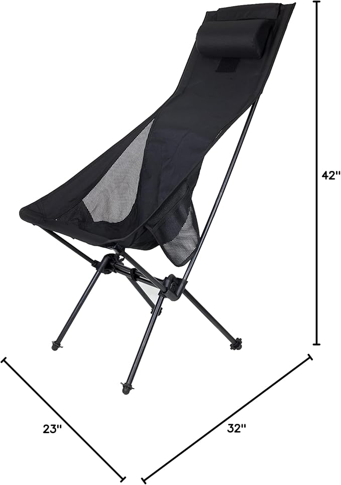 UTVMA Lounger Camp Chair – Folding Portable Camping Chair with Attachable Storage Bag | Comfortable Outdoor Chair for UTV Camping Beach and Tailgating