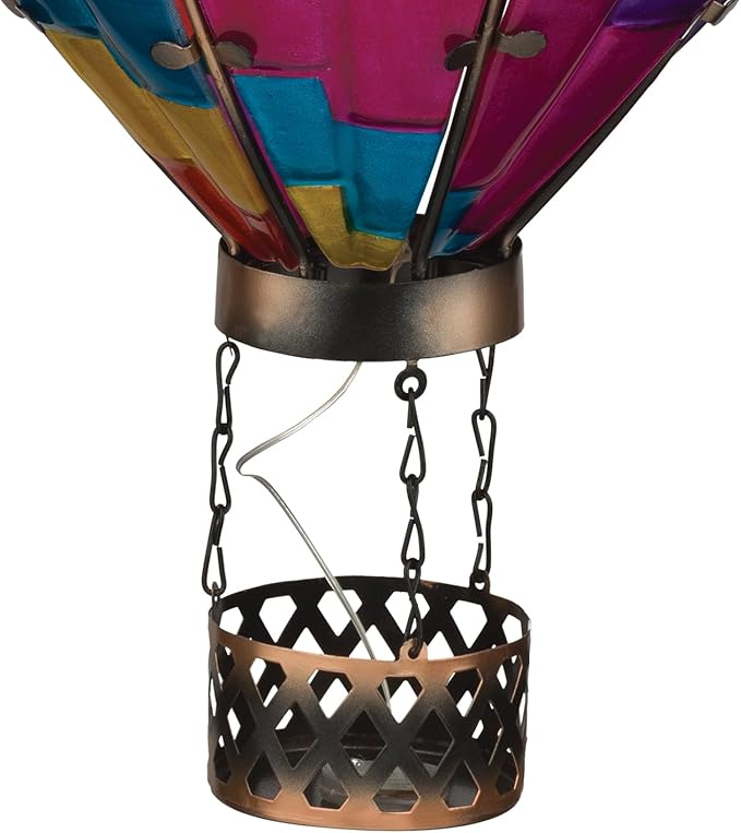 Regal Art &amp Gift Hot Air Balloon Solar Lantern – Hanging Solar-Powered LED Lights Waterproof Portable Decorative Outdoor Lamp Made of Metal &amp Glass for Garden Patios &amp Pathway – Stripe(X