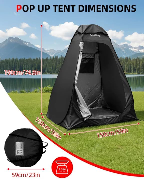 Abahub Pop Up Solar Shower Tent Kit Portable Instant Privacy Tents with 5 Gallon Solar Shower Bag Outdoor Changing Room for Camping Beach