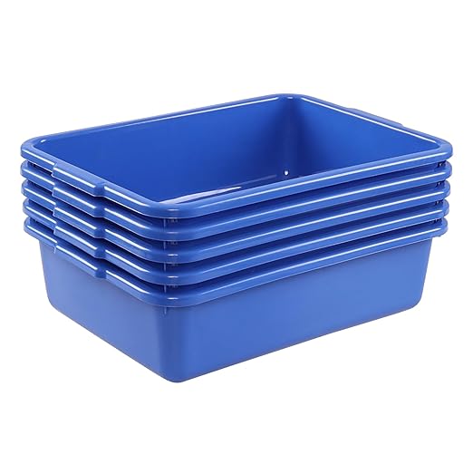 Pekky 5-Pack 8 L Commercial Bus Tubs Small Restaurant Utility Bus Box Blue