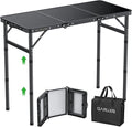 GARLLEN Folding Camping Table Max 27.5 3-Height Adjustable Portable Camping Table with Carrying Bag Lightweight Aluminum Folding Picnic Tables for BBQ Travel Outdoor 34.2 L x 15.7 W