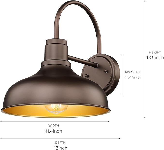 ALLGOT Outdoor Farmhouse Barn Lights Exterior Wall Mount Lights Vintage Wall Lighting Fixture Industrial Outdoor Sconce Lighting for Garage Front Door Porch Patio(Oil Rubbed Bronze 1 Pack)